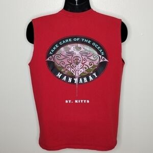 Vintage 90s Yacht Club Men's Large T-shirt Sleeveless Ocean Nature Tee Crew Neck